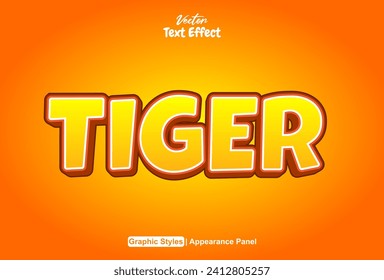 orange tiger text effect with graphic style and editable.