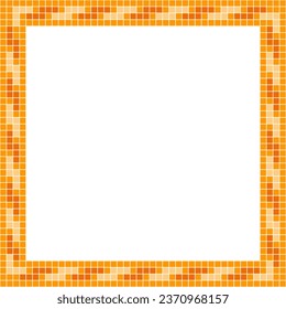 Orange tile frame, Mosaic tile frame or background, Tile background, Seamless pattern, Mosaic seamless pattern, Mosaic tiles texture or background. Bathroom wall tiles, swimming pool tiles.