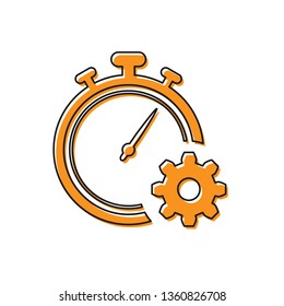 Orange Time Management icon isolated on white background. Clock and gear sign. Productivity symbol. Vector Illustration