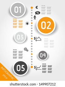 orange timeline with business icons. infographic concept.