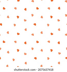 Orange tiny hearts on white background
