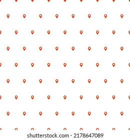 Orange tiny map pin seamless pattern with white background.