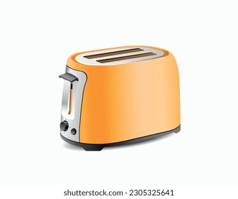 Orange toaster isolated on white background. Realistic vector 3d illustration