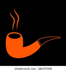 Orange Tobacco pipe. Vector on a black background