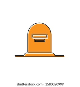 Orange Tombstone with RIP written on it icon isolated on white background. Grave icon.  Vector Illustration