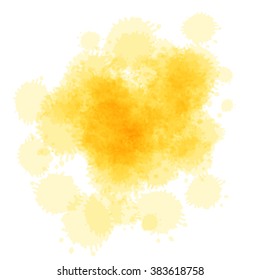 Orange tone watercolor splashes on white background. Vector illustration.