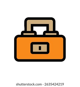 A caixa de ferramentas laranja aparece minimalista em um plano de fundo limpo