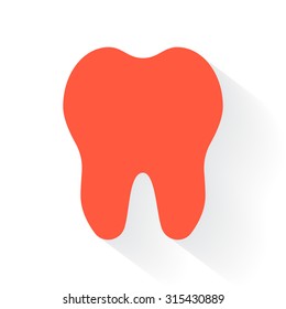 Orange Tooth symbol with drop shadow on white background