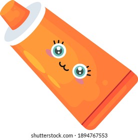Orange toothpaste, illustration, vector on white background