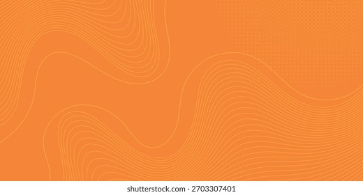 Orange topographic line background with halftone pattern