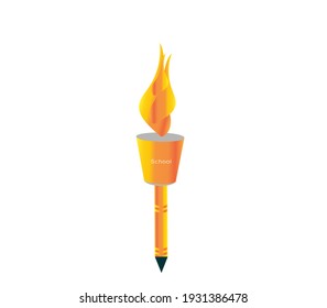 Orange torch with lights in sporting events vector format