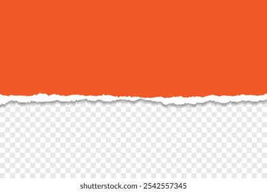 Bord de papier déchiré orange avec arrière-plan transparent