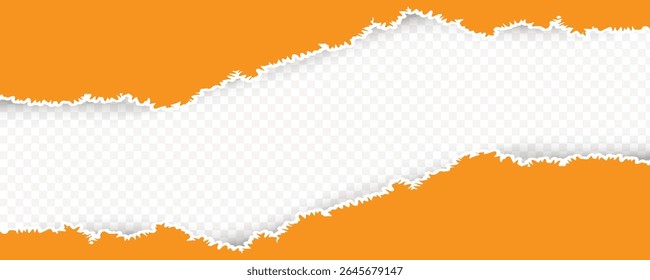 Orange Torn Paper Frame, PNG cut-out, Blank space in Center for Creative Design and Text