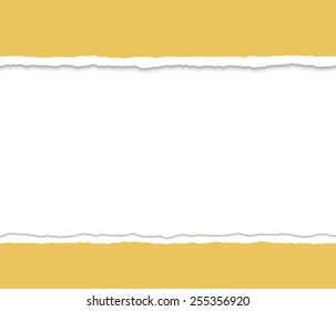 Orange Torn paper pieces background wit space for text. Vector EPS10 illustration. Design elements - paper with ripped edges
