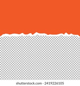 Orange Torn paper with ripped edges and transparent space for you design. Paper texture with ripped edges and shadow. Horizontal banner template. Vector illustration. EPS file 172.