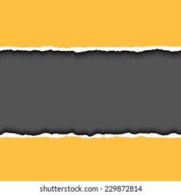 Orange torn paper strips with space for your text. Vector EPS10 illustration. Design elements - colored paper with ripped edges