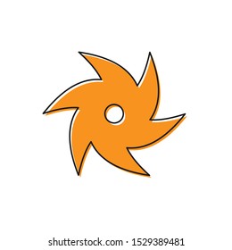Orange Tornado icon isolated on white background. Cyclone, whirlwind, storm funnel, hurricane wind or twister weather icon.  Vector Illustration