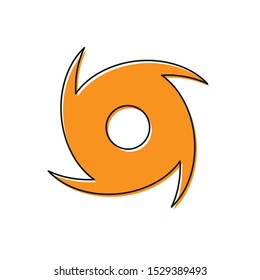 Orange Tornado icon isolated on white background. Cyclone, whirlwind, storm funnel, hurricane wind or twister weather icon.  Vector Illustration