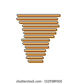 Orange Tornado icon isolated on white background. Cyclone, whirlwind, storm funnel, hurricane wind or twister weather icon.  Vector Illustration