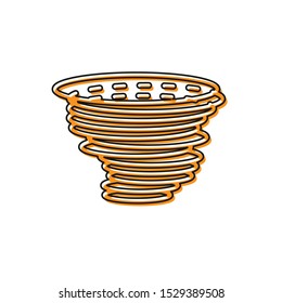 Orange Tornado icon isolated on white background. Cyclone, whirlwind, storm funnel, hurricane wind or twister weather icon.  Vector Illustration