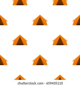 Orange touristic camping tent pattern seamless flat style for web vector illustration