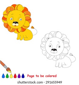 Orange toy lion. Kid game. Coloring book. Task to be color. For children playing.