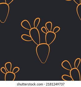 orange tracing cactus square pattern on black background