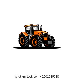 orange tractor isolated for illustration or logo design