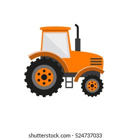Orange tractor. Vector illustration