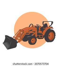 orange tractor vehicle vector illustration