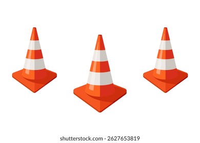cone de tráfego laranja no fundo branco. obstáculo na estrada.