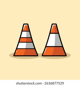 Orange Traffic Cone Simple Vibrant Vector