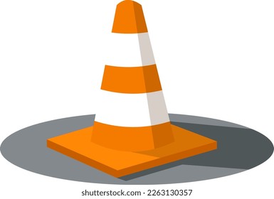 Orange traffic cone vector illsutration, plastic traffic cone