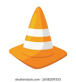 Orange traffic cone vector illustration for road safety and construction. Traffic cone clip art.