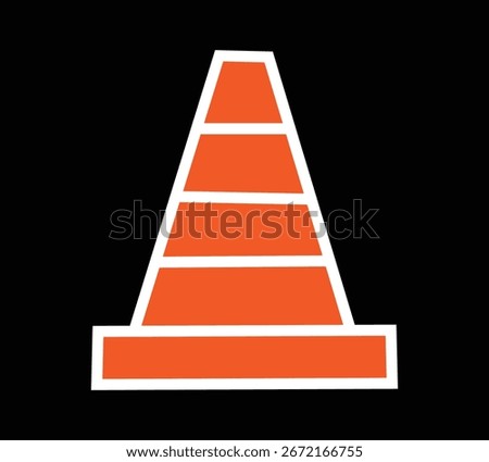 Orange Traffic Cone With White Stripes On A Black Background safety cone construction