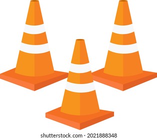 Orange traffic cones, illustration, vector on a white background.