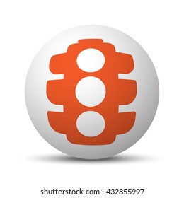 Orange Traffic Light icon on white ball