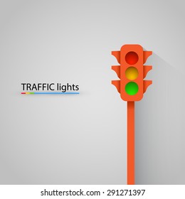 Orange traffic light modern background. Vector illustration.