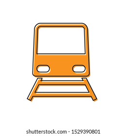 Orange Train icon isolated on white background. Public transportation symbol. Subway train transport. Metro underground.  Vector Illustration