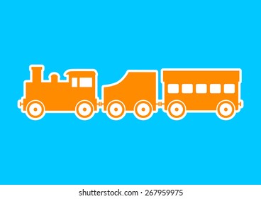 Orange train icon on blue background