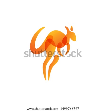 Orange transparency kangaroo logo design with overlap color style