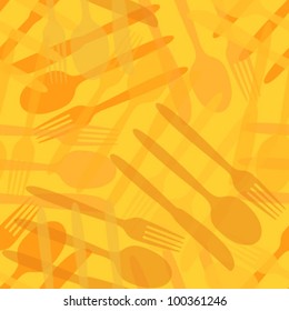 orange transparent cutlery seamless pattern