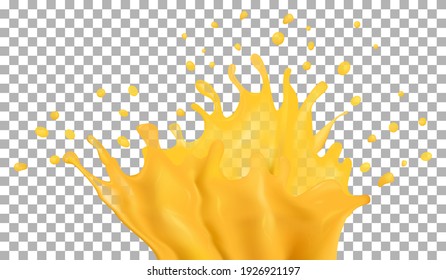 Desplome transparente naranja. Mango, piña, jugo de papaya, ilustración realista aislada en un fondo a cuadros.