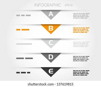 orange transparent triangular infographic five options. infographic concept.