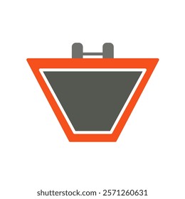 orange trapezoid bucket excavator attachment flat icon design