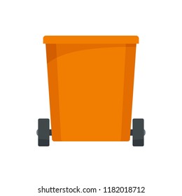 Orange trash can icon. Flat illustration of orange trash can vector icon for web design