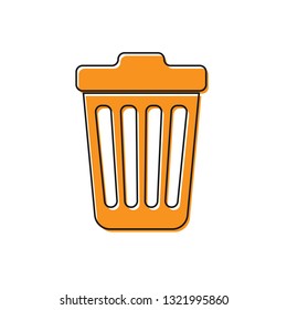 Orange Trash can icon isolated on white background. Garbage bin sign. Vector Illustration