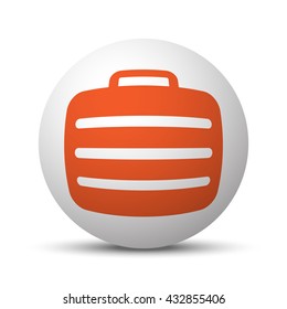 Orange Travel Case icon on white ball