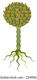 Orange Tree in Art Nouveau Style, vector illustration