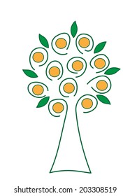 orange tree decorative vector illustration